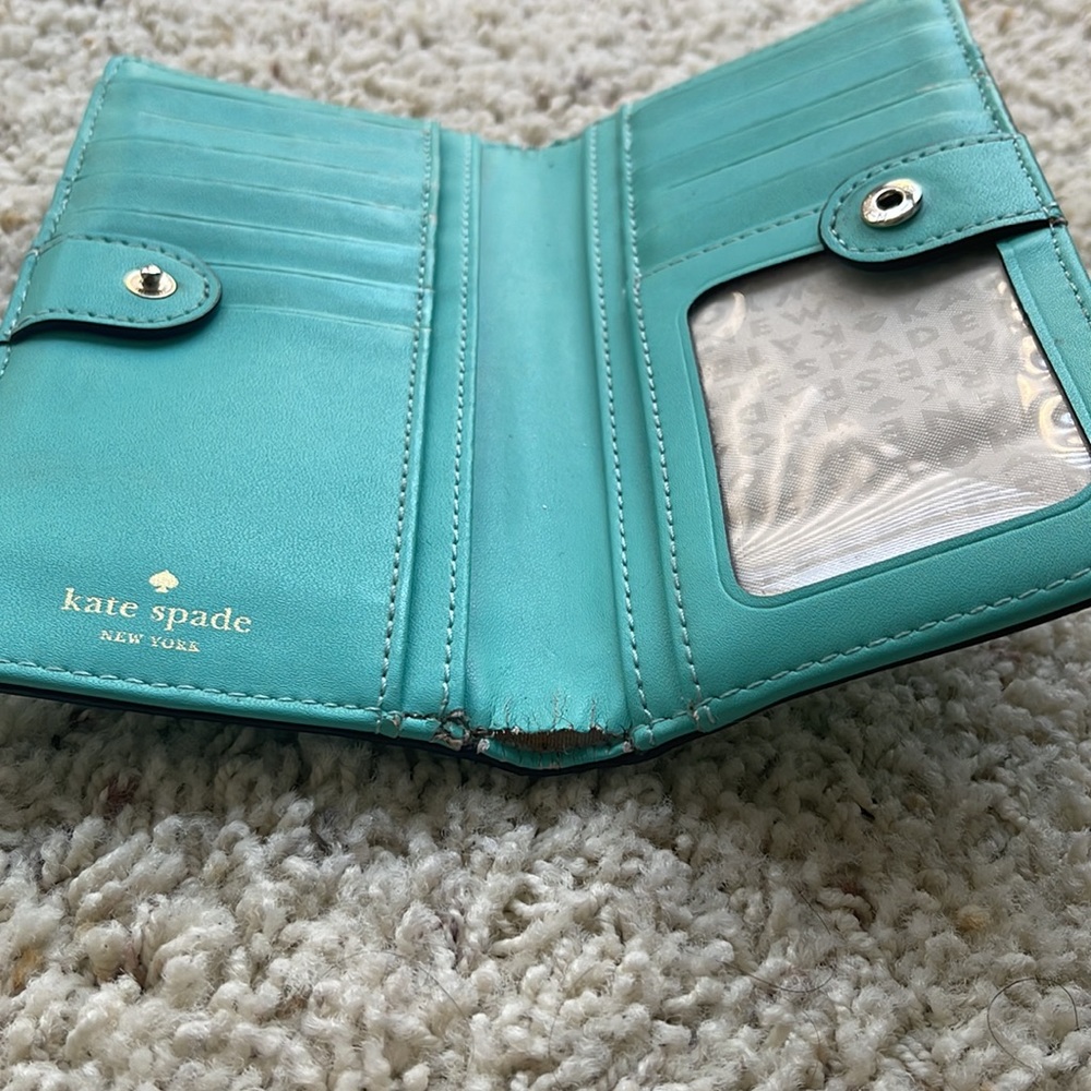 Kate Spade Bow Turquoise Blue Wallet Gem
